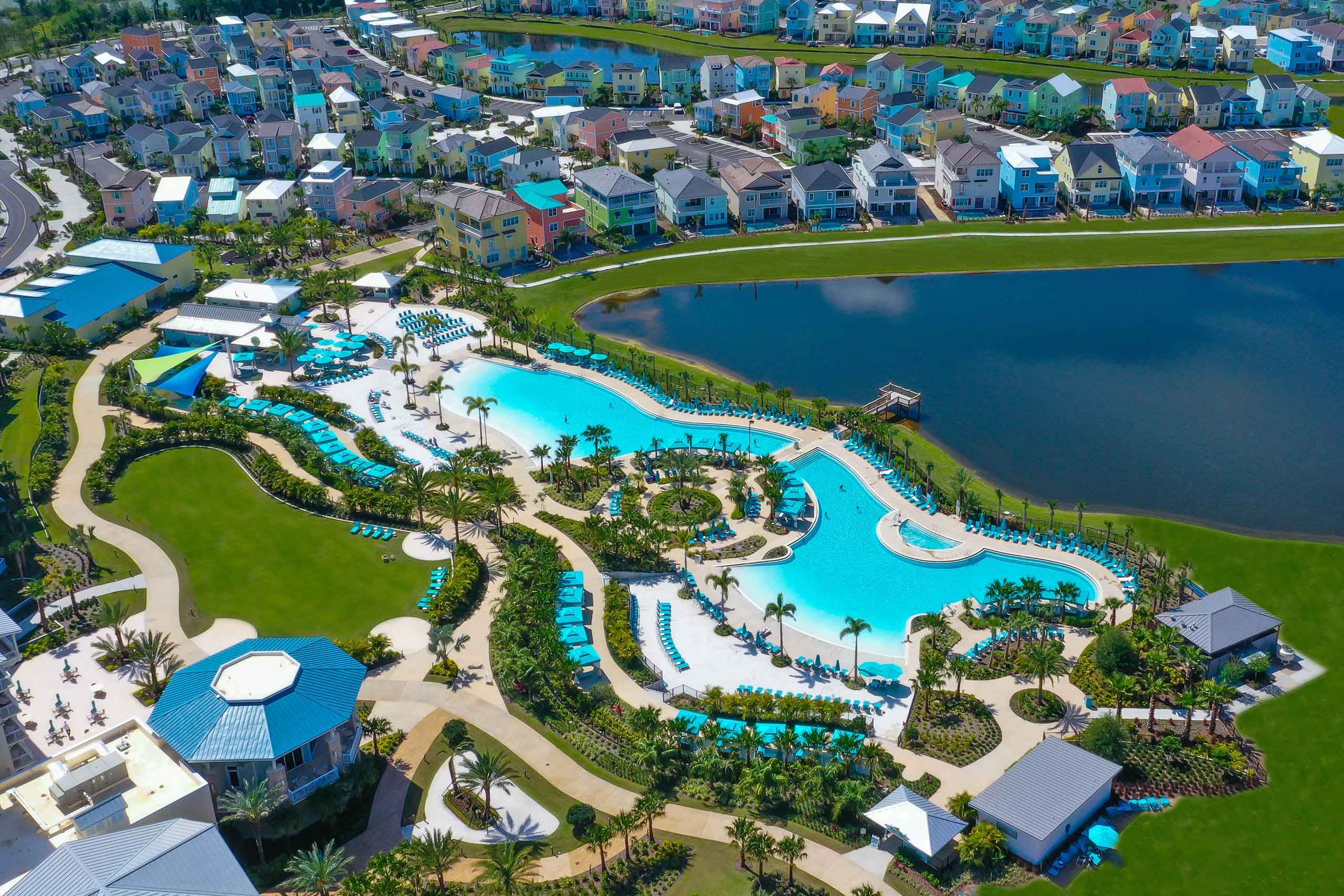 Margaritaville Resort Orlando hotel, cottages, and Fins Up Beach Club