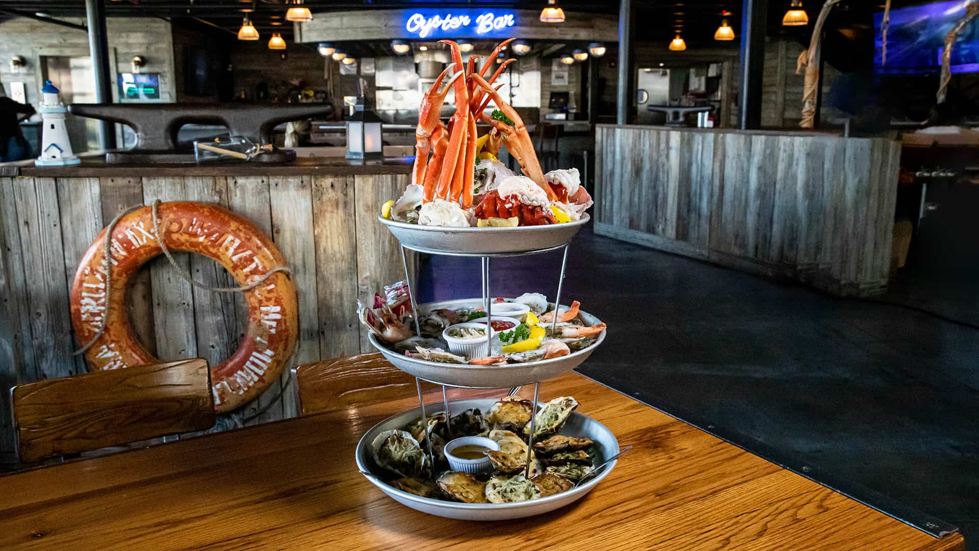 Seafood stack tower at The Wharf at Sunset Walk