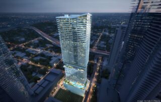 A 53-story tower with hotel rooms and condos at Miami Worldcenter Block C.
