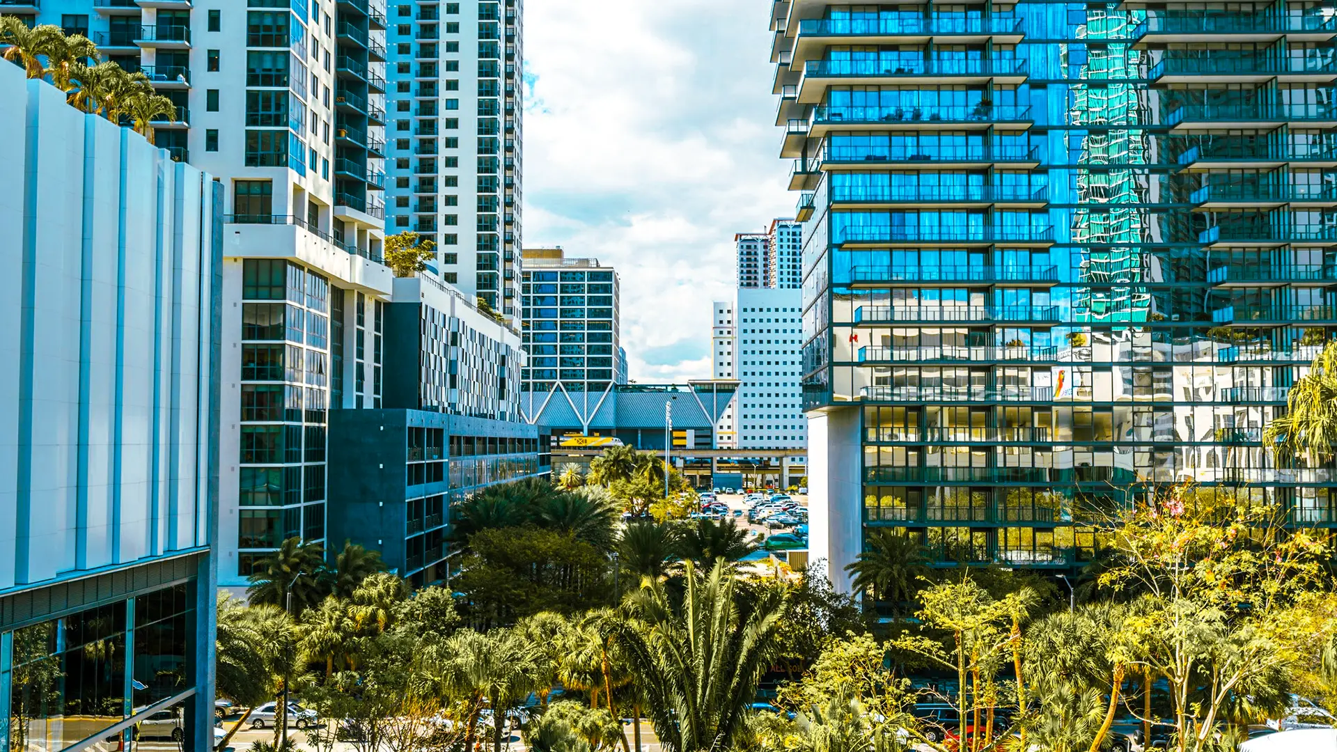 Miami Worldcenter view of high-rise towers and greenery
