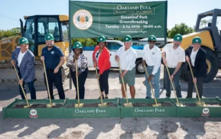 Greenleaf Park groundbreaking in Oakland Park, FL - Falcone Group and city officials pose with shovels