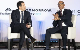 Falcone Group COO Alfonso Costa Jr. with U.S. Secretary of Housing and Urban Development Scott Turner at the 2026 Tomorrow City USA Conference.