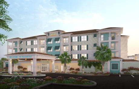 Margaritaville Vacation Residences Myrtle Beach Rendering: Margaritaville Vacation Residences Myrtle Beach front entrance and valet