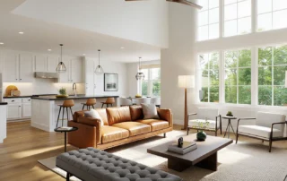 Luxury home living room and kitchen